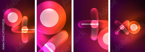 Abstract composition. Aglow in neon hues against the dark, radiating energy and allure, a captivating spectacle of vibrant luminescence