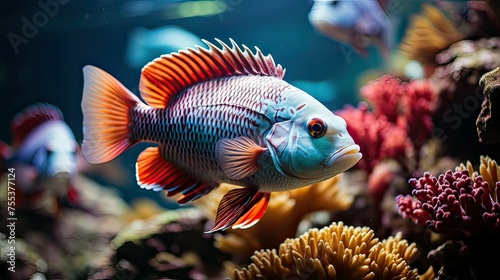 Tropical fish in the coral reef. Underwater world.