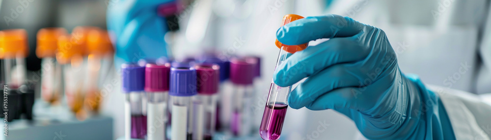 Doctor holding a test tube in a laboratory setting Doctor holding a test tube in a laboratory setting