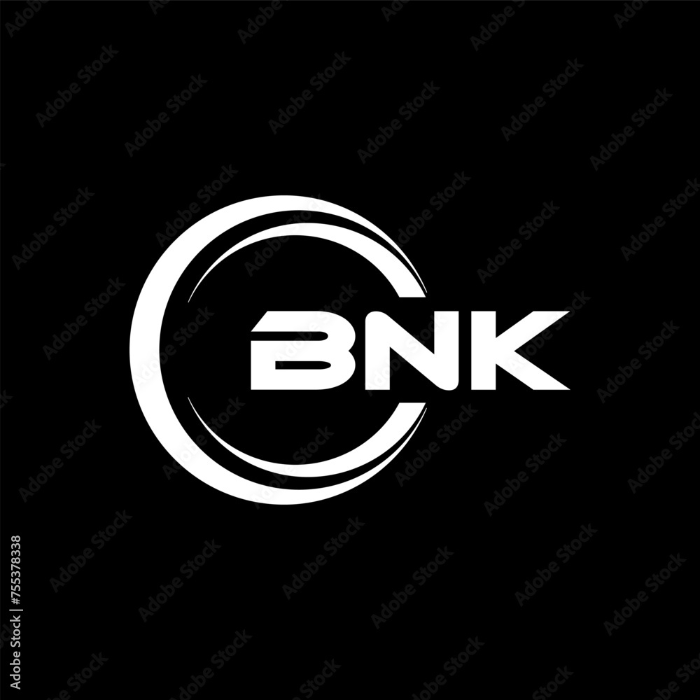 BNK letter logo design with black background in illustrator, cube logo ...