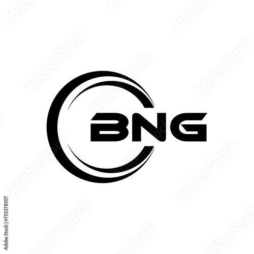 BNG letter logo design with white background in illustrator, cube logo, vector logo, modern alphabet font overlap style. Calligraphy designs for logo, Poster, Invitation, etc. photo