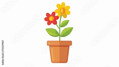Flower in pot icon isolated on white background flat