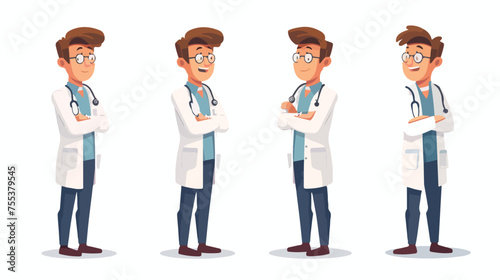 Fun doctor flat vector isolated on white background 