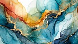 abstract watercolor background with heart, Marble ink abstract art background. Luxury abstract fluid art painting in alcohol ink technique, mixture of blue, orange and gold paints