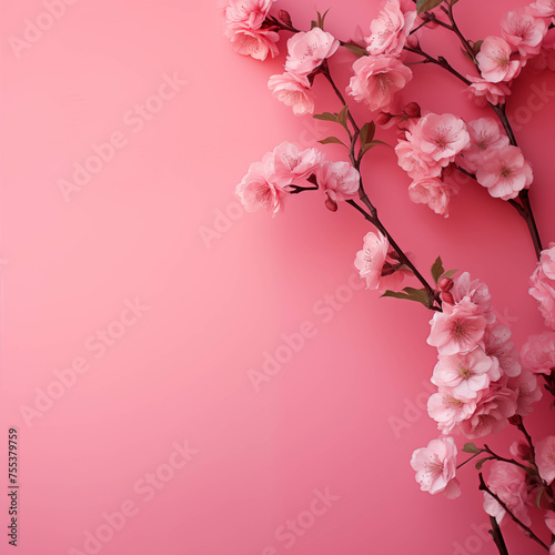 Pink flowers on a pink background It s a banner with space for inserting text.