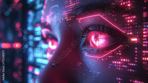 Wallpaper Mural Digital Defender at work, securing cyber frontiers, wide screen, futuristic tech ambiance, neon defense, night, AI Generative Torontodigital.ca