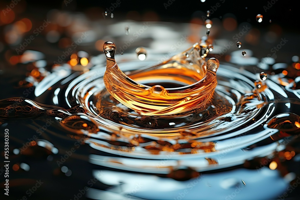 Falling drops of water. Splash effect after collision a falling drops ...