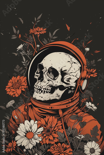 Astronaut Skeleton with flowers