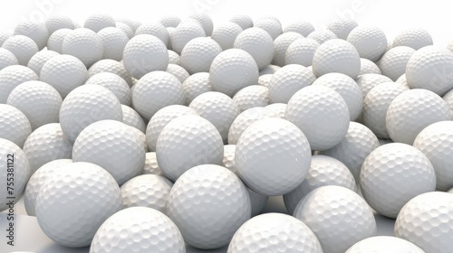 White golf balls isolated on a white background.