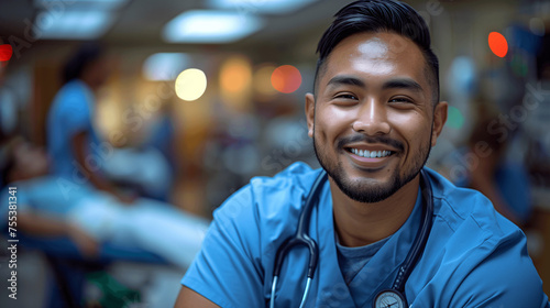 Smiling Male Nurse in Healthcare Setting