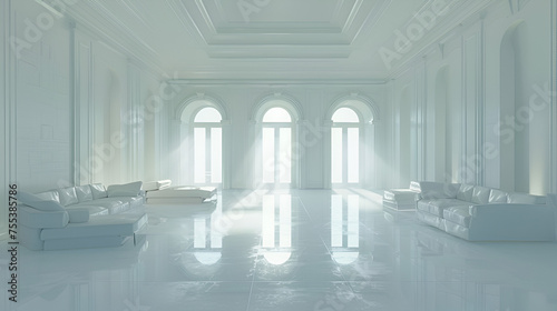 Minimal concept.interior of living white color, generative ai