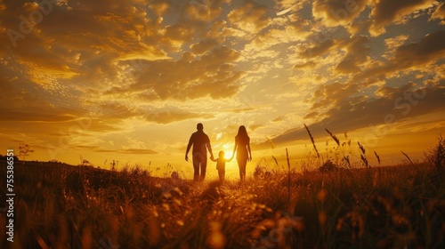 Silhouette of a family hold...