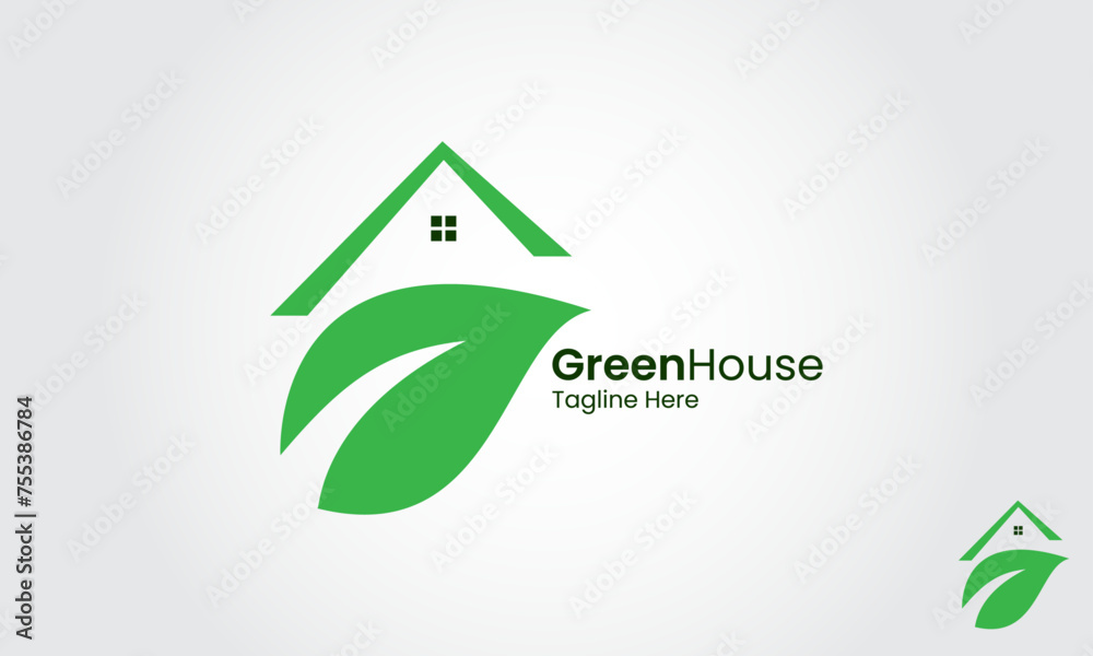 Green House Logo Design Template With Leaf. Natural Home Logo. Resident Homes Vector Logo. Design template of oak tree and house that made from a simple scratch. it's good for symbolize a property. Green House Logo Design Template With Leaf. Natural Home Logo. Resident Homes Vector Logo. Design template of oak tree and house that made from a simple scratch. it's good for symbolize a property.