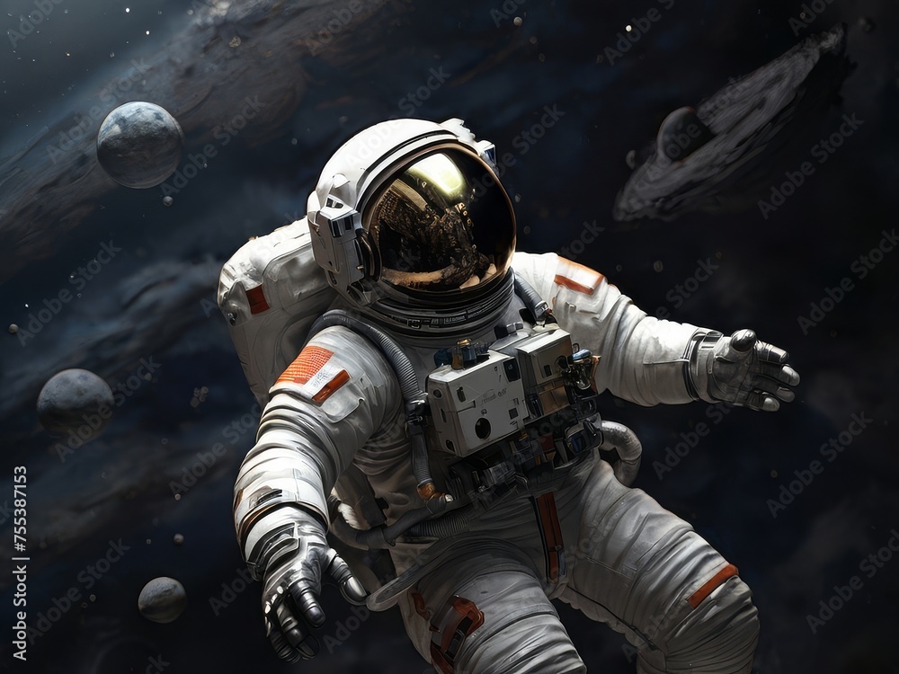 concept art expressive astronaut floating in outer space HD Wallpapers