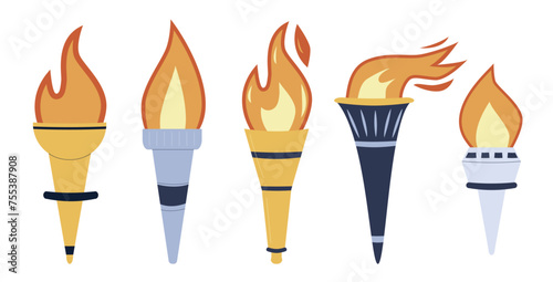 Flaming torch isolated on white background. Vector simple flat illustration © Syuzann q