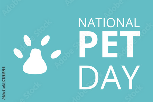 National Pet Day cards set. Domestic animal paw holiday design greeting banner, poster. Awareness about shelter for homeless animals. Vector flat illustration