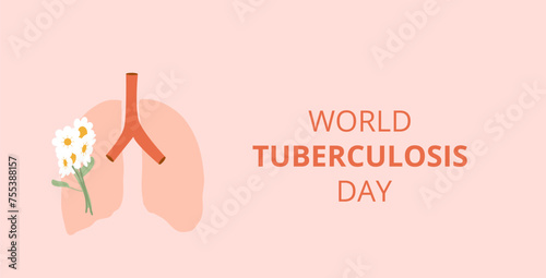 World tuberculosis day banner template. Awareness about disease. Vector flat illustration.