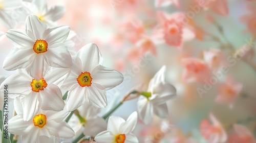 Blurred of cosmos flower in the bokeh soft blur pastel color for background. ,generative ai,  © Dzakir