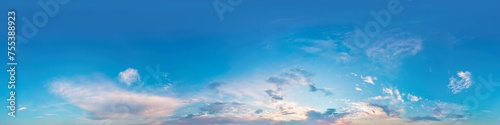 Photography Sunset sky panorama with bright glowing pink Cirrus clouds