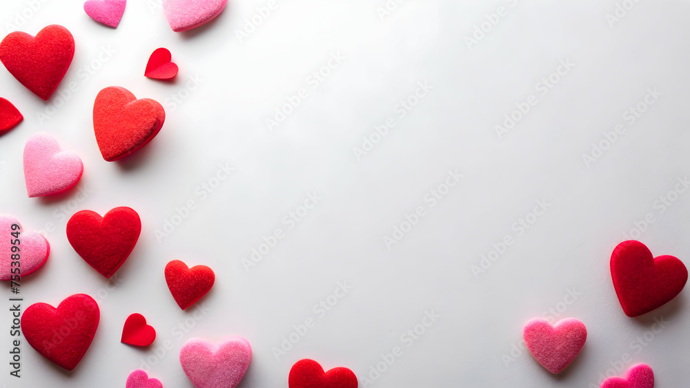 Alluring Valentine’s Day Background Adorned With Red and Pink Hearts