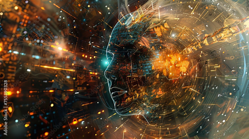 Multidimensional Future A Multidimensional AI Universe: An abstract depiction of an AI-powered ...