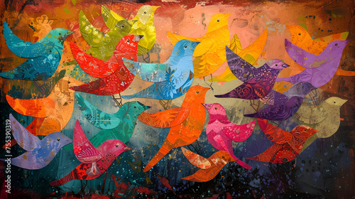 Flock of birds, generative ai © Neelam