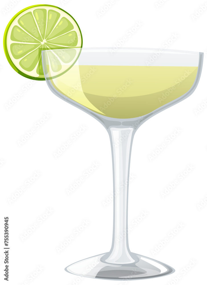 Vector graphic of a cocktail with lime garnish