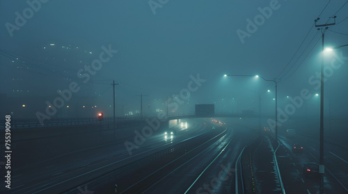  Foggy highway, generative ai