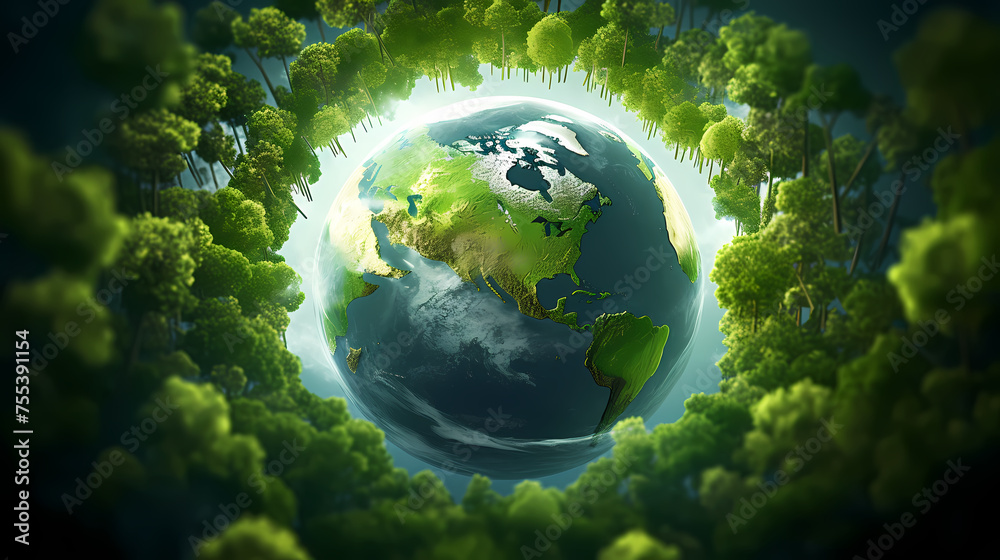 Earth day background wallpaper, earth in nature, moving towards green ecology
