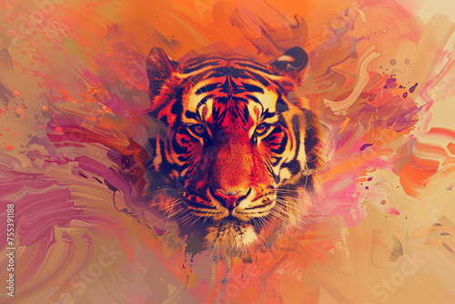 Digital abstract drawing of a tiger head 
