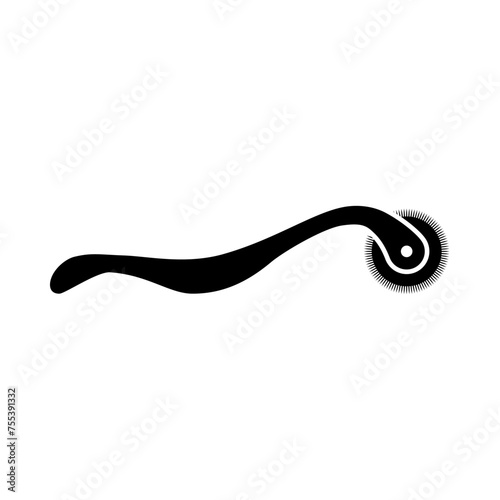 The derma roller icon. A mesoroller is a roller with needles, a mechanical device used for multiple punctures on the skin. Cosmetic product. Vector illustration.
