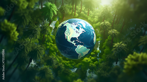 Earth day background wallpaper, earth in nature, moving towards green ecology