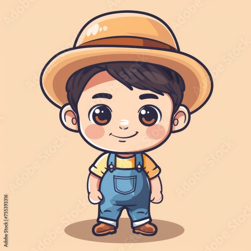 cute farmer boy mascot