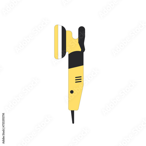 Car polisher machine. Repair auto equipment. Remove scratch on vehicle isolated on white background. Vector illustration of automobile service tools