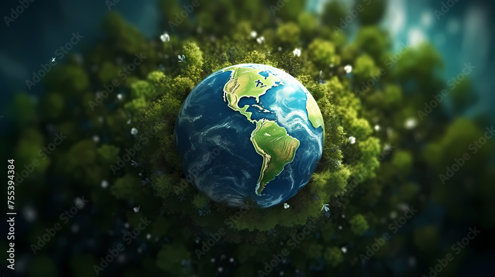 Earth day background wallpaper, earth in nature, moving towards green ecology