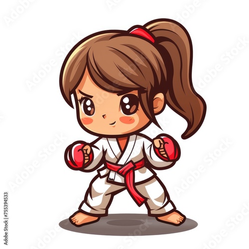 cute karate girl mascot © Atharam