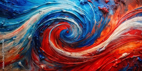 Abstract Oil Paint Structure: Red and Blue Background with Powerful Brush Strokes and Swirls