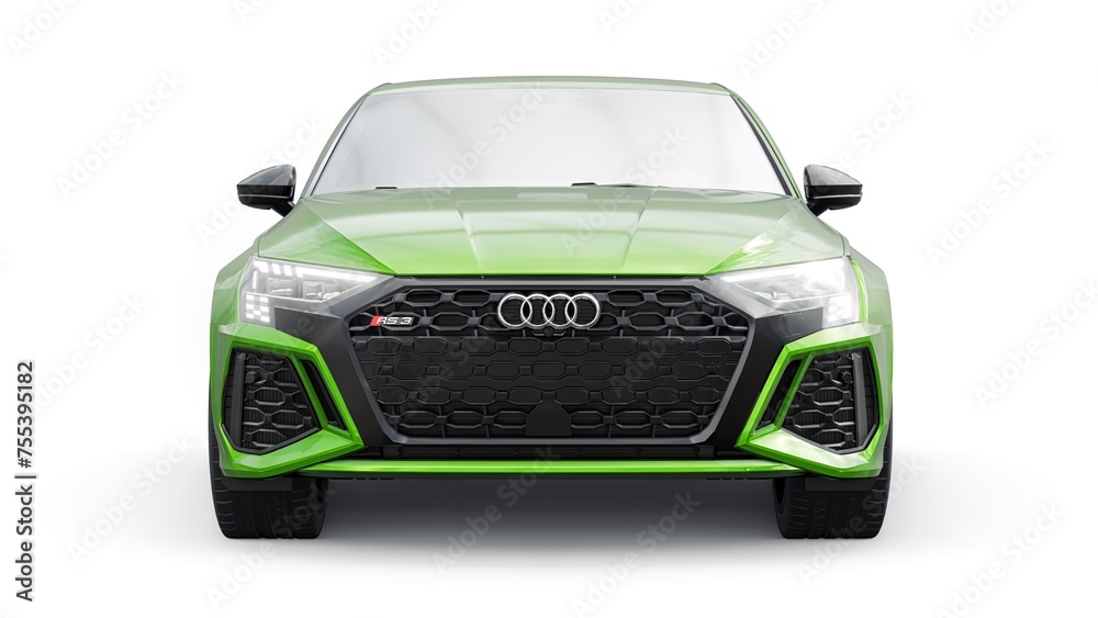 Berlin. Germany. February 20, 2024. Audi RS3 2022. Light sea green