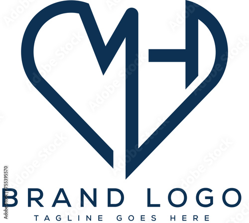 letter MH logo design vector template design for brand.