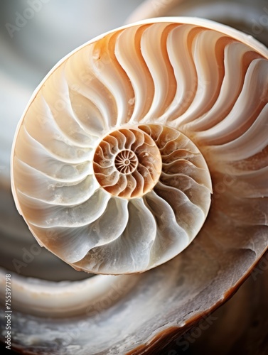 Detailed View of Nautilus Shell Spiral