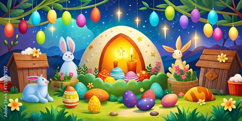 Frohe Ostern – An Easter Scene With a Lit Candle