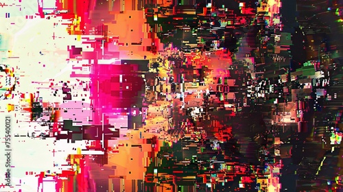 Abstract Digital Pixel Noise Glitch Error Video old VHS Damage Background