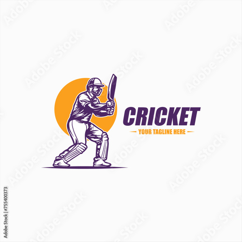 Cricket logo championship with Player illustration vector