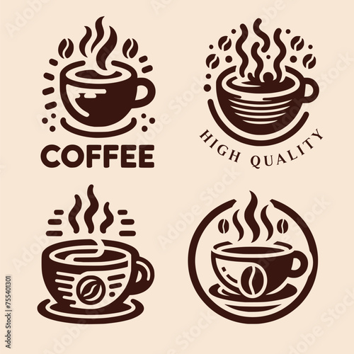 Set of coffee elements logo