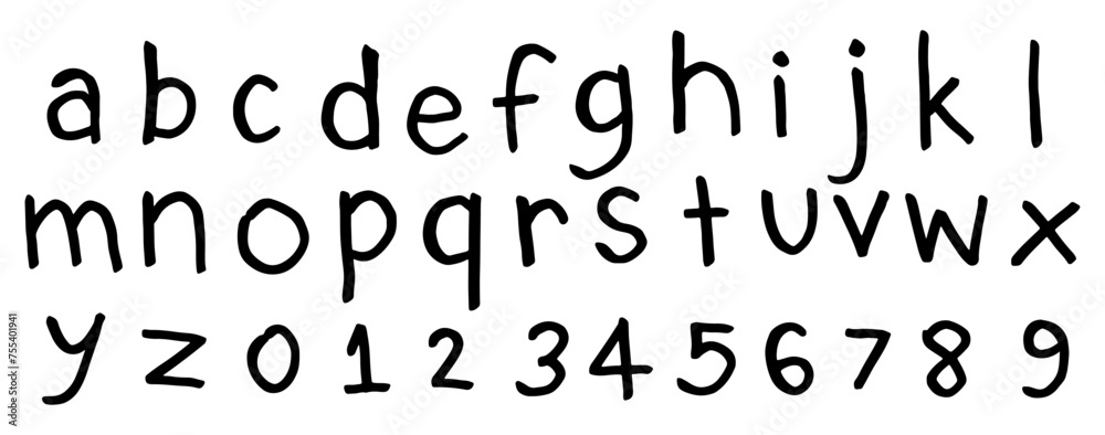 English alphabet A to Z, 0 to 9 10 cute on a white background, vector illustration.
English alphabet A to Z, 0 to 9 10 cute on a white background, vector illustration.