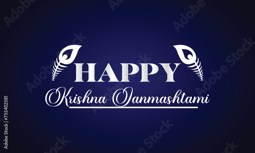Happy Krishna Janmashtami Stylish Text Design photo