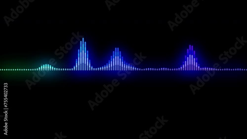 4k abstract music sound wave or audio wavefrom isolated on black background.Line digital minimalist voice and symbol technology.