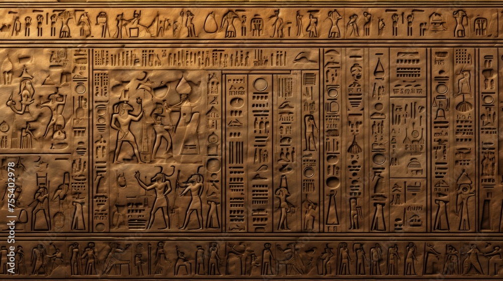 Textured Relief of Ancient Egyptian Hieroglyphic Script