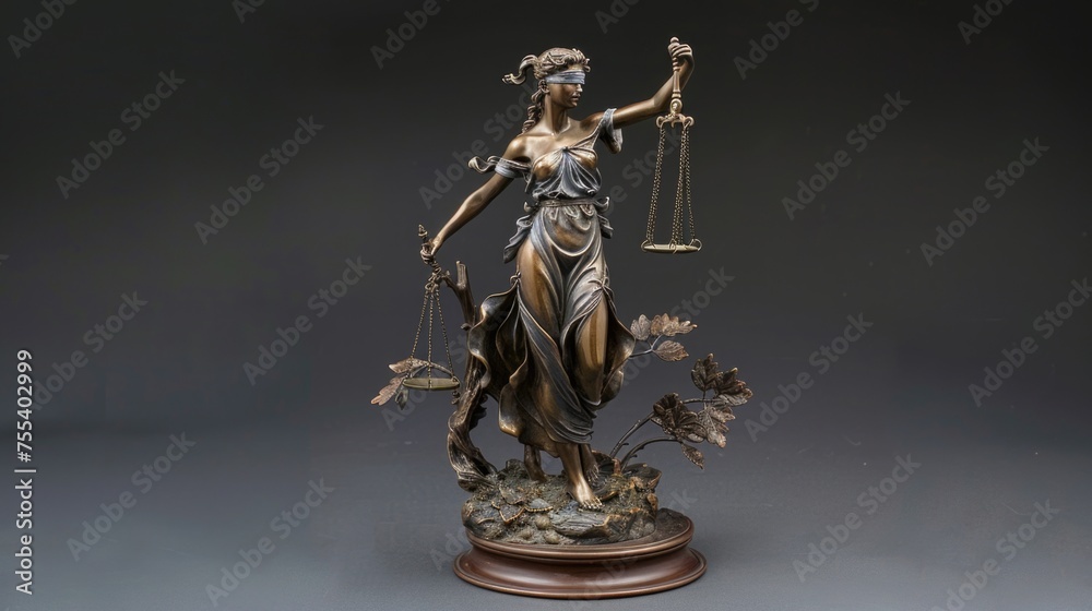 Lady Justice bronze statue with scales and sword. Lady Justice bronze statue with scales and sword.