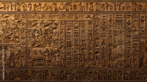 Textured Relief of Ancient Egyptian Hieroglyphic Script